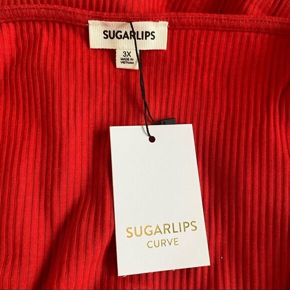 NWT Sugarlips Women’s Red Ruffle Strap Knit Tank Size 3X - Picture 5 of 7